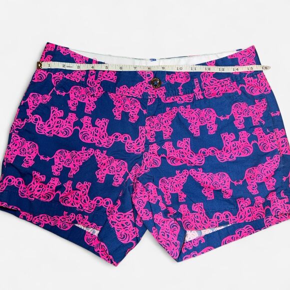 Lilly Pulitzer Pink and Blue Elephant Print Chino Shorts SIZE 4 - Picture 3 of 8